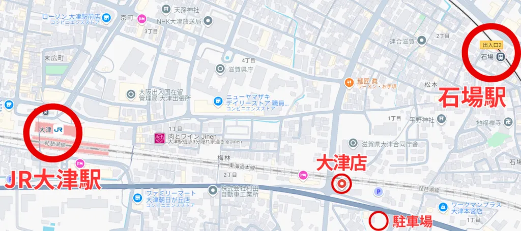 ストレッチアヴニール大津店周辺の駐車場案内図